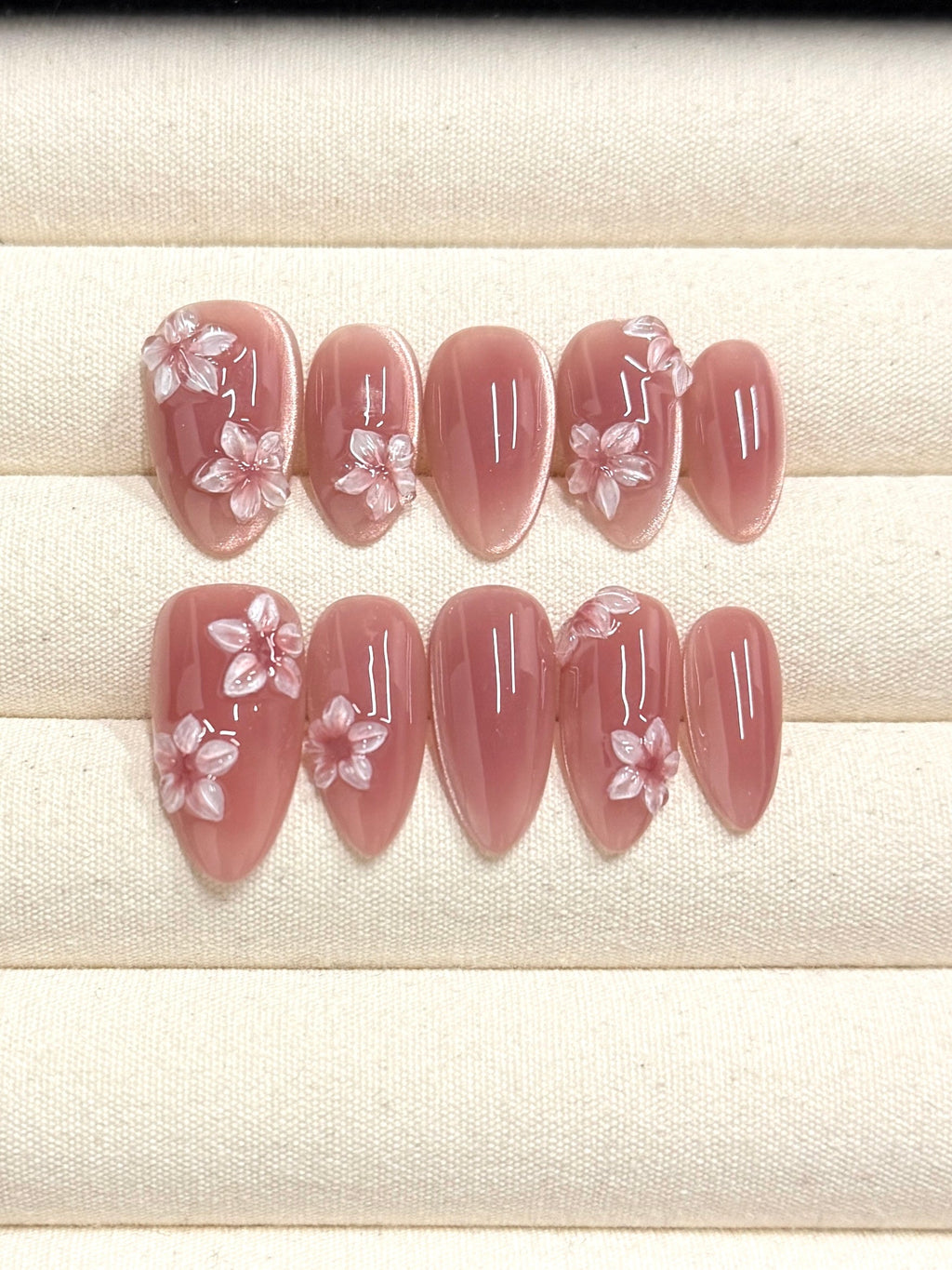 Glass Petals handmade press-on nails
