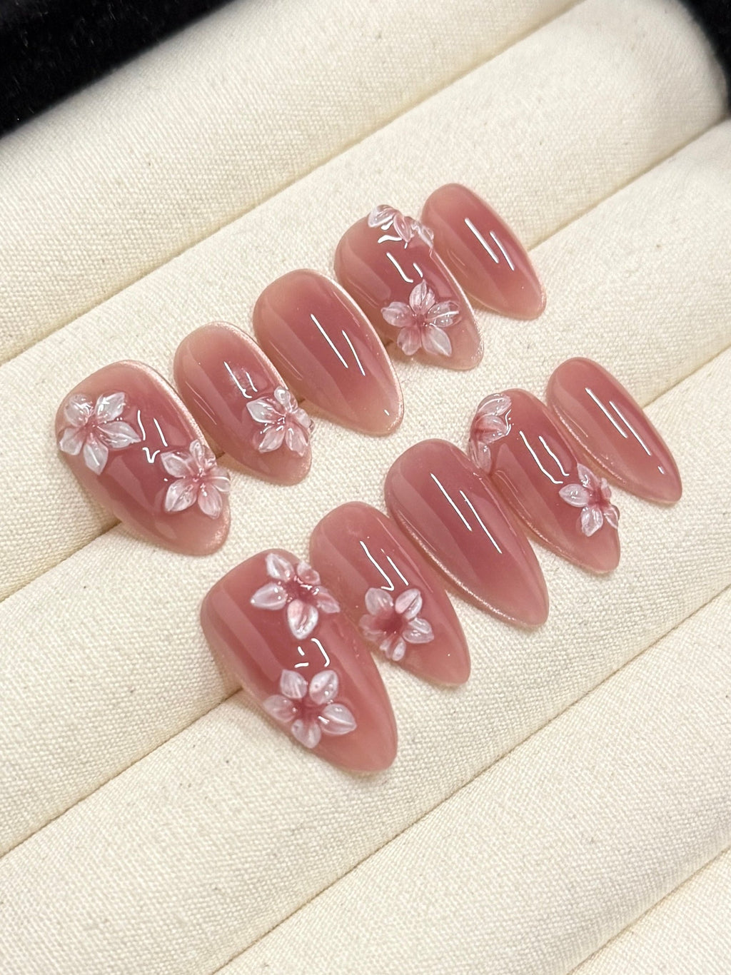 Glass Petals handmade press-on nails