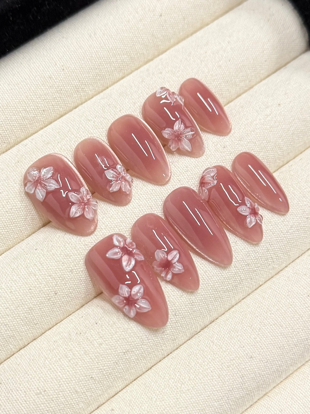 Glass Petals handmade press-on nails