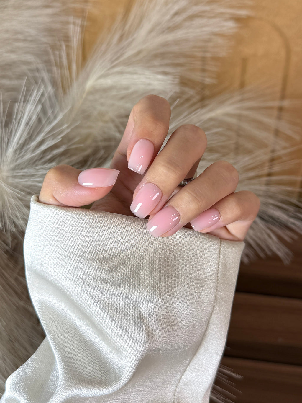 Pink Veil - BIAB handmade press-on nails