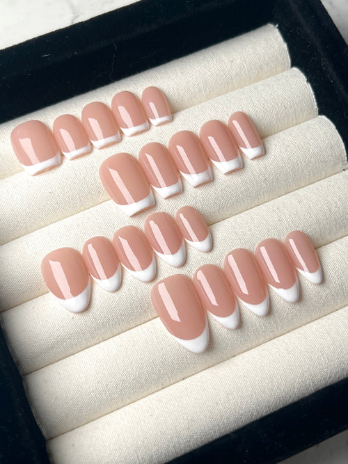 Classic French Tip handmade press-on nails