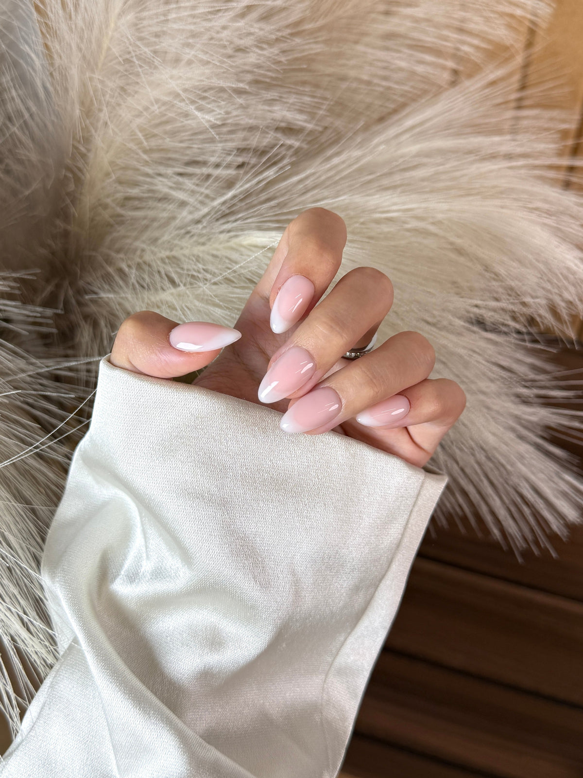 Soft French (Milky Base) handmade press-on nails