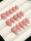 Soft French (Nude Base) handmade press-on nails