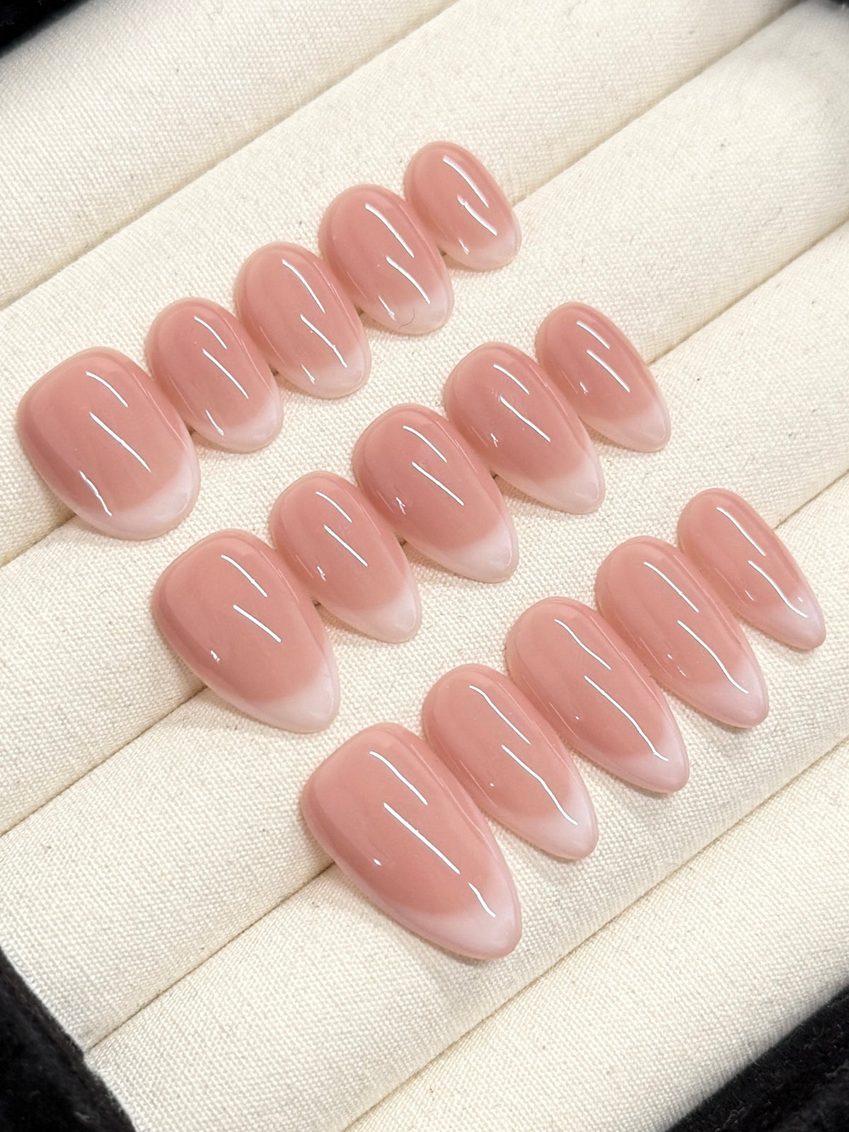 Soft French (Nude Base) handmade press-on nails