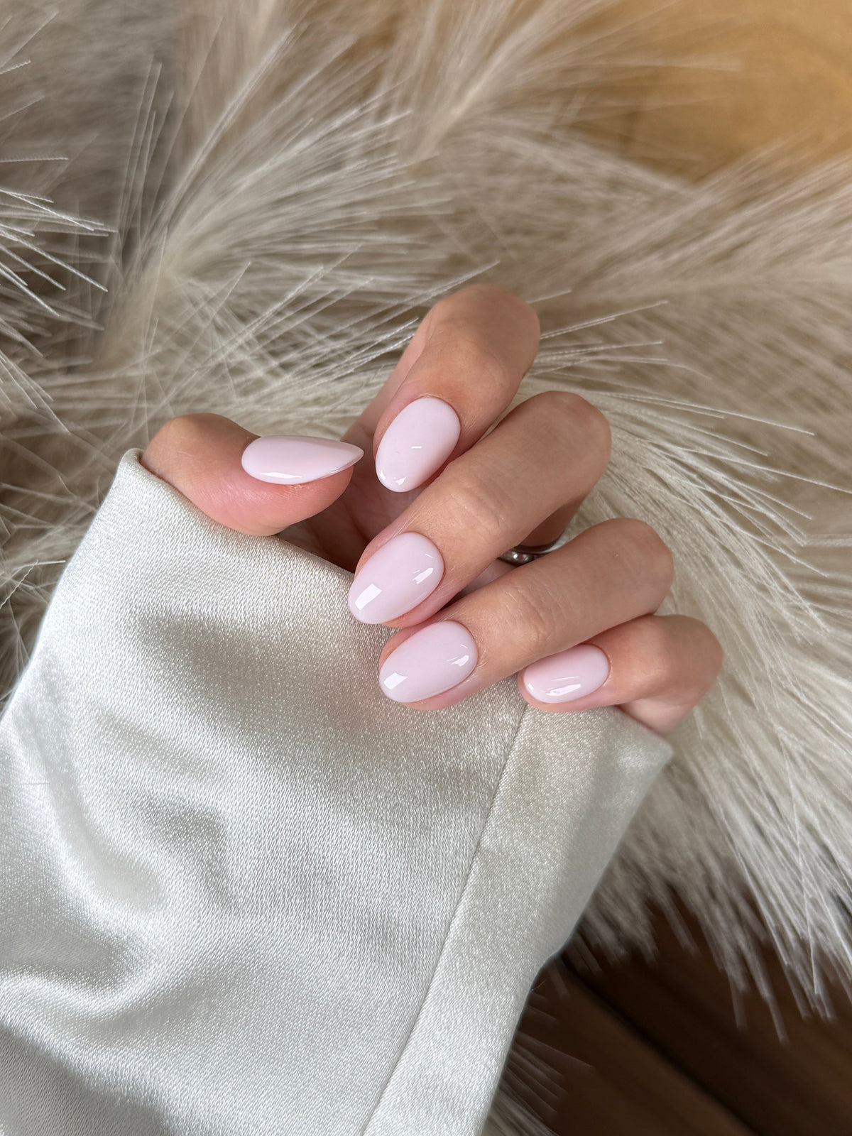 Milky Pink handmade press-on nails