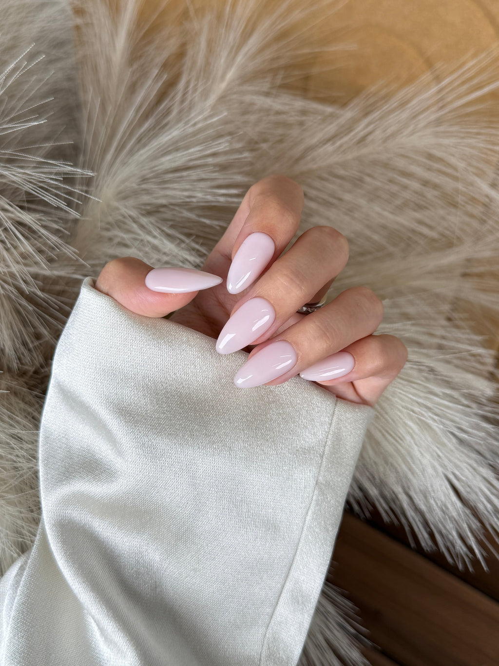 Milky Pink handmade press-on nails