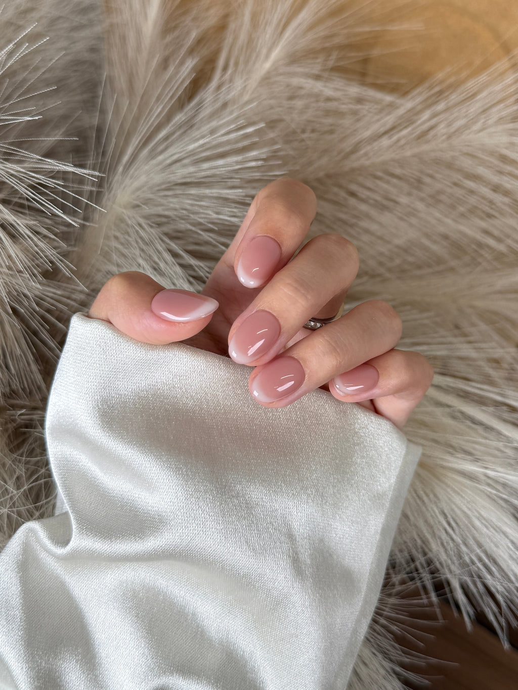 Soft French (Nude Base) handmade press-on nails