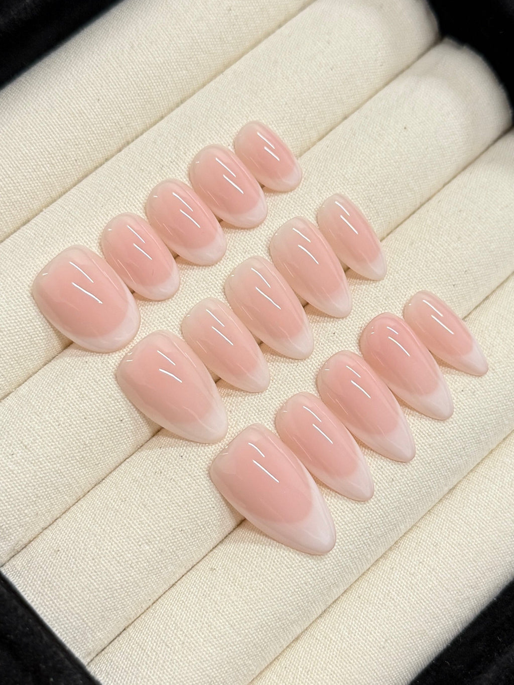 Soft French (Milky Base) handmade press-on nails