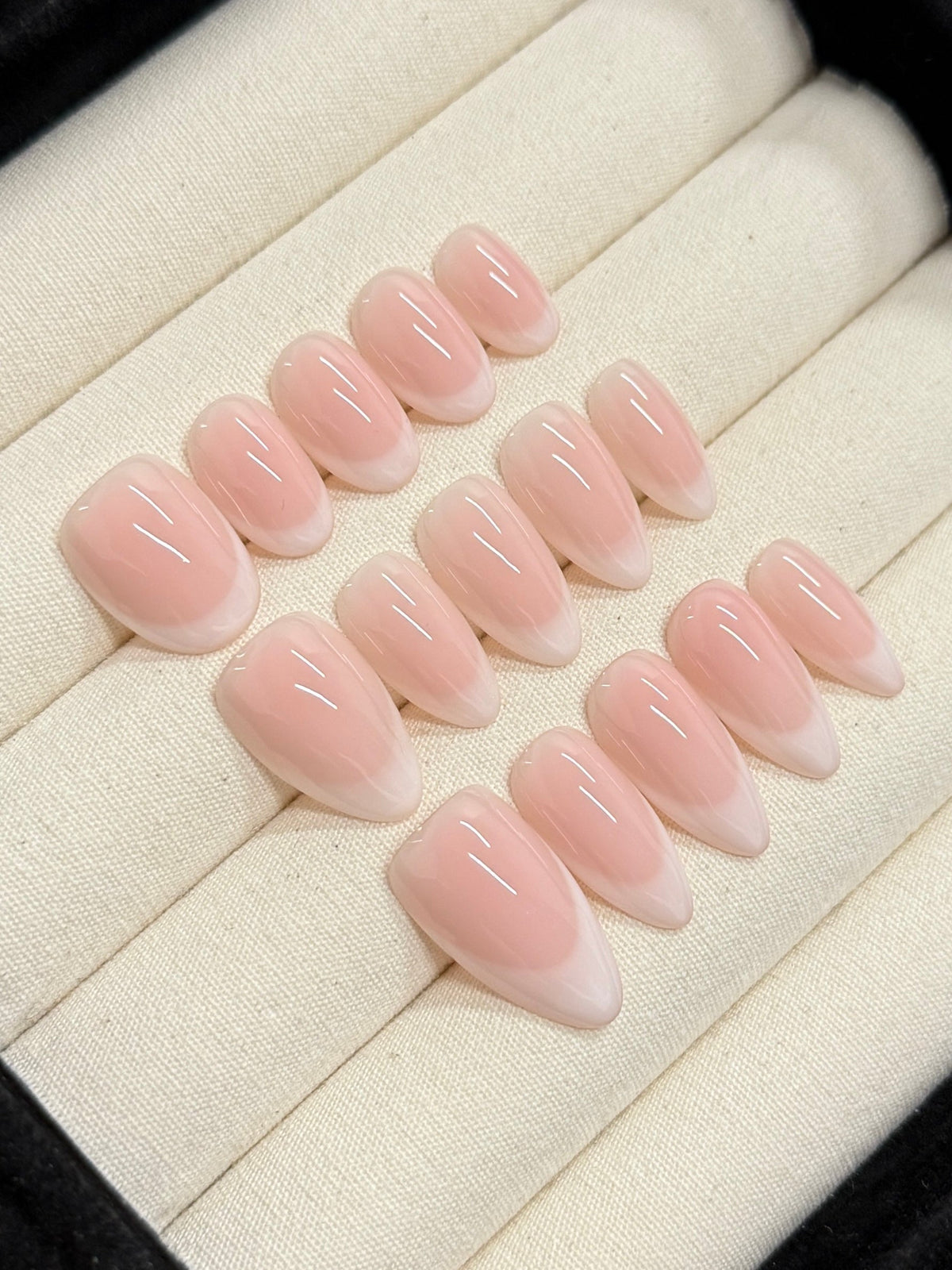 Soft French (Milky Base) handmade press-on nails