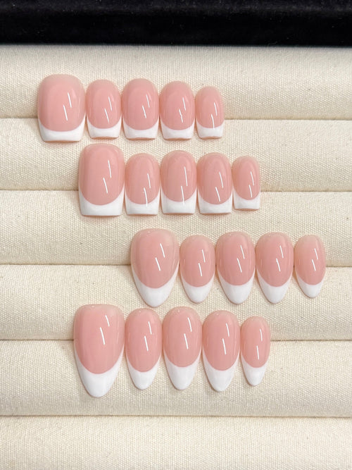 Classic French (Naked Base) handmade press-on nails