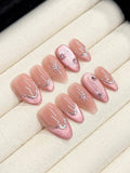 Pink Stardust handmade press-on nails